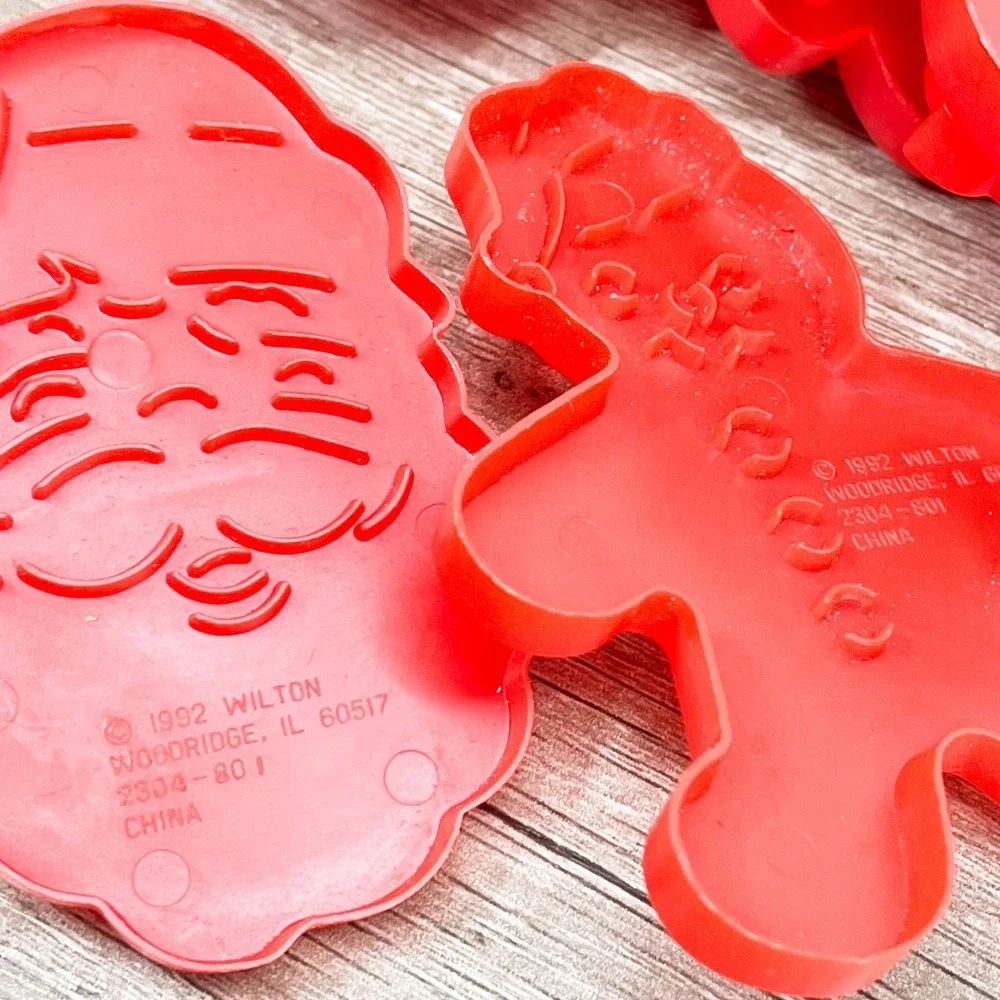 Vintage Wilton Christmas Cookie Cutter Set Red Plastic Holiday Shapes